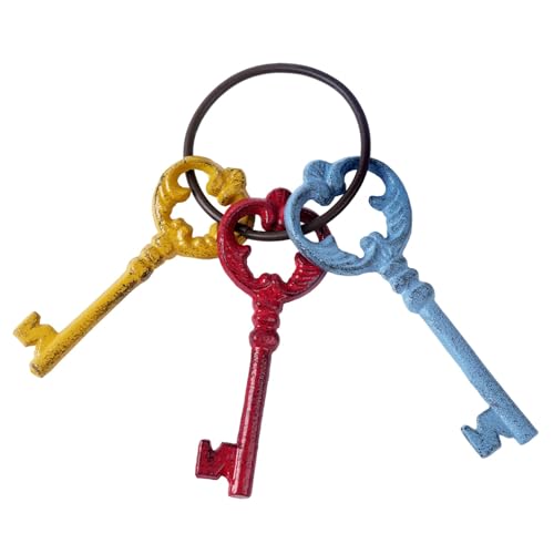 Notakia Large Vintage Cast Iron Skeleton Key Ring Antique Keys Set For Farmhouse Decor, Halloween Party Costume Prop - style: Style-5