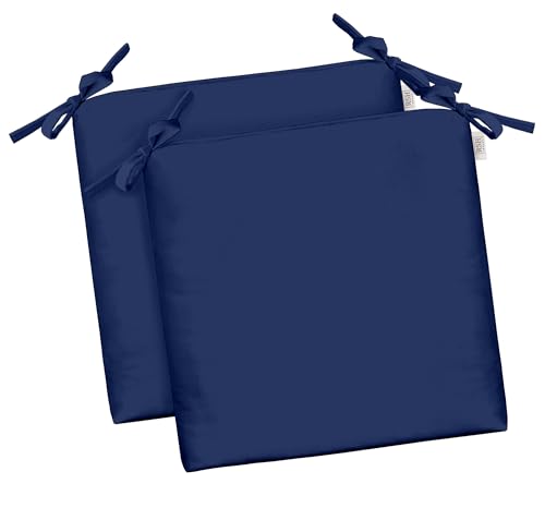 RSH DECOR: Outdoor Foam Seat Cushions Set of 2 | 19" x 19" x 3" | All-Weather Spun Fabric | Square Seat Cushions for Patio Furniture | Navy Blue - color: Navy Blue, size: 19" x 19" x 3"