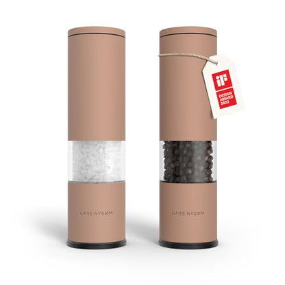 LARS NYSØM Salt and Pepper Grinder Set Manual, Stainless Steel Salt and Pepper Mills with Adjustable Ceramic Grinder I Design Spice Shakers (Blush Rose) - color: Rose, size: Set of two manual grinders