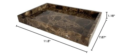 Natural Marble Storage Vanity Tray, Cosmetics Jewelery Tray, Kitchen Organizer, Coffee Table Tray (Coffee Net, 11.8L x 7.87W x 1.18H) - color: Coffee Net