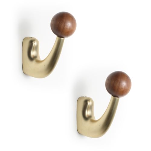 wall-Mounted Light Luxury Coat Hooks, Used for Hanging Coats, Hats, Scarves and Towels, Suitable for Entrance Halls, bathrooms and bedrooms (2, 7110Copper Wire Drawing + Walnut Wood) - color: 7110Copper wire drawing + walnut wood