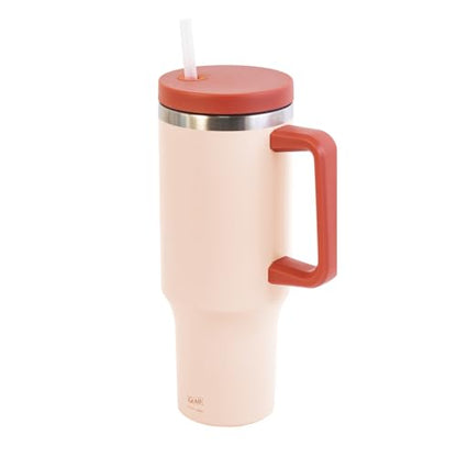 Glad Pioneer Stainless Steel Tumbler with Lid and Straw - Double Walled Insulated Cup with Handle - Leak Resistant & Cup Holder Compatible, Drinks Stay Cold All Day, 40oz, Rust - color: Rust, size: 40 Ounces