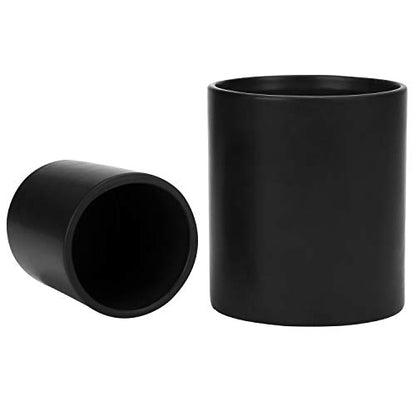 MyGift Set of 2 Black Ceramic Utensil Holder Kitchen Canister Cooking Tools Crock, Large and Small Countertop Silverware Caddy
