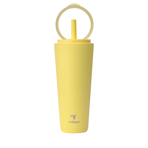 REDUCE Halo 32 oz Stainless Steel Vacuum Insulated Tumbler - Spill Proof Travel Mug with Flip Handle Lid - Keeps Drinks Cold for 32 Hrs - Dishwasher Safe - Cupholder Friendly - Pina Colada - color: Pina Colada, size: 32 Ounces