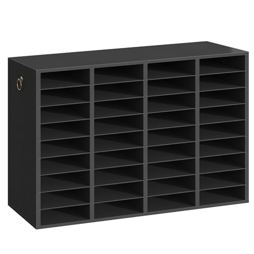HOOBRO Wooden Literature Organizer, 36-Slot Mail Sorters, Removable Classroom Mailbox, Student Mailboxes for Classroom, Paper Storage Organizer, for Home, Office, Black BK36WF01 - color: Black