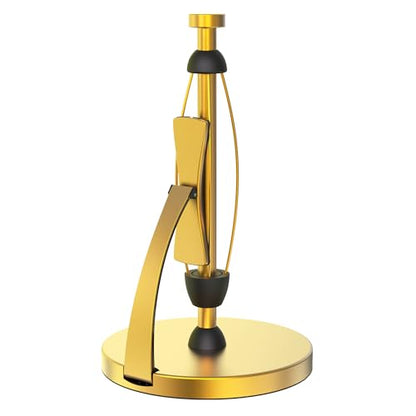 VEHHE Paper Towel Holder Countertop, Paper Towel Holder with Spring Activated Arm and Damping Effect, Simply Tear Paper Towel Stand for Bathroom and Kitchen (Gold) - color: Gold, size: Suction Base