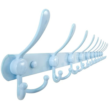 Coat Rack Wall Mount - 38” Long 10-Tri-Hooks Heavy Duty Coat Hanger Rail Wall Hooks for Hanging Coats Hats Clothing Clothes Purse Mudroom Entryway, Blue - color: Blue, size: L=38” (1 Pcs)