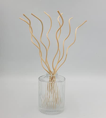 11 inchs Wavy Rattan Reed Diffuser Sticks 50PCS Natural Rattan Fragrance Aromatherapy Volatile Replacement RefillEssential Oil Aroma Diffuser Replacements Sticks for own Space (50PCS, Wood Color) - color: Wood Color