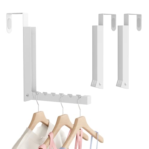 2 Pack Over The Door Hanger, Folding Over The Door Drying Rack, Over The Door Hooks, Door Hanger for Clothing, Over The Door Clothes Hanger,Portable Compact Clothes Drying Rack,White - color: White