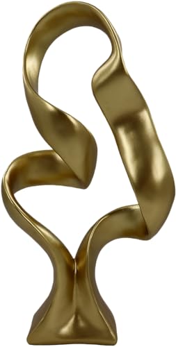 15" Modern Abstract Ribbon Decorative Sculpture, Knot Sculptures,Home Decor,Coffee Table Statues,Dining Living Room Desk Decor,Golden - color: 15" Golden