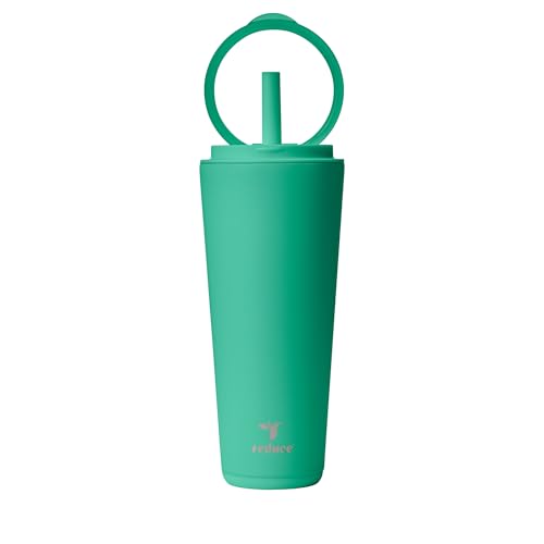 REDUCE Halo 32 oz Stainless Steel Vacuum Insulated Tumbler - Spill Proof Travel Mug with Flip Handle Lid - Keeps Drinks Cold for 32 Hrs - Dishwasher Safe - Cupholder Friendly - Palm Leaf - color: Palm Leaf, size: 32 Ounces