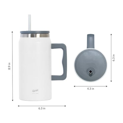 Glad Pioneer Stainless Steel Tumbler with Lid and Straw - Double Walled Insulated Cup with Handle - Leak Resistant & Drinks Stay Cold All Day, 47oz, Grey - color: Gray, size: 47 Ounces