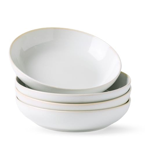 AmorArc 8.5’’ Ceramic Pasta Bowls Set of 4, 36oz Large Stoneware Bowls Set | Large Dinner Serving Bowls Set, Wide Bowl Plate for Pasta,Salad, Soup, Microwave Safe, Reactive Glaze - color: Reactive Color, size: Set of 4