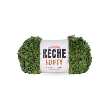 KECHE Fluffy Bulky Yarn – Super Soft Chunky Fuzzy Blanket Weight # 5 Yarn for Knitting Crocheting Crafting 3.5 oz (100 gr) 98 Yds (90 m) - Grass - color: Grass, size: 1 SKEIN