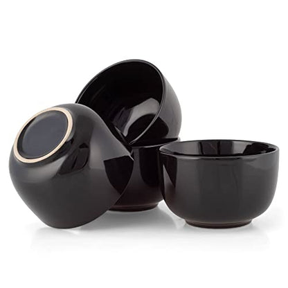 Elanze Designs Bistro Glossy Ceramic 4 inch Cute and Small Dessert Bowls Set of 4 - Perfect for Everyday uses from Snacks, Ice Cream, Candy and Treats, Black - color: Black, style: 4 inch Dessert