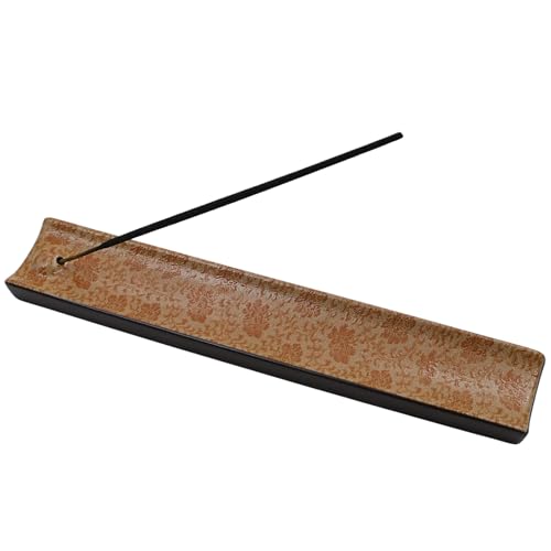 Incense Holder for Sticks, Ceramic Incense Burner with Ash Catcher, Aesthetic Decor for Home, Room & Office, Unique Gifts for Housewarming Yoga, Meditation & Spa - color: Orange
