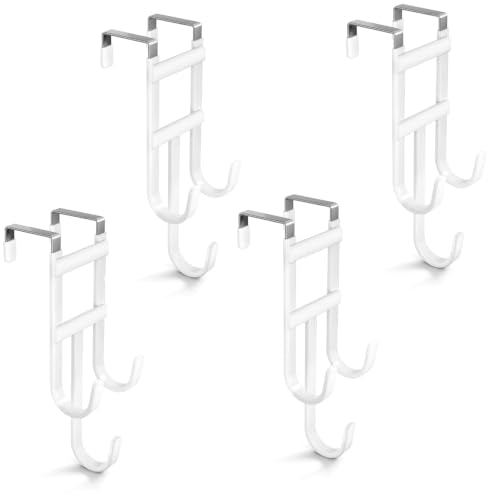 BAKON Over the Door Hooks, 4 Pack Heavy Duty Door Hanger Fits Doors 1.6" | Non-Slip Rubber Coated, Hold 100LBS, No Drilling, Hanging for Towels Clothes Bag Robe, Space Saving for Dorm Bathroom Bedroom - color: White, 4 Pack