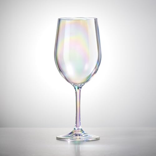 Red Co. Set of 6 Classic Clear Acrylic 12 Fl Oz Outdoor Wine Goblets with Iridescent Finish - color: Iridescent Clear