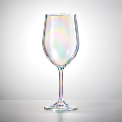 Red Co. Set of 6 Classic Clear Acrylic 12 Fl Oz Outdoor Wine Goblets with Iridescent Finish - color: Iridescent Clear