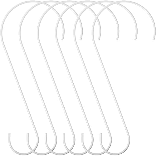 Hotop 6 Pieces Heavy Duty Big S Hooks Bird Feeder Garden Rustproof Stainless Steel Hook for Tree Branch, Kitchen, Bird House, Plants, Baskets, Lanterns and Bicycles(12 Inch,White) - color: White, size: 12 Inch