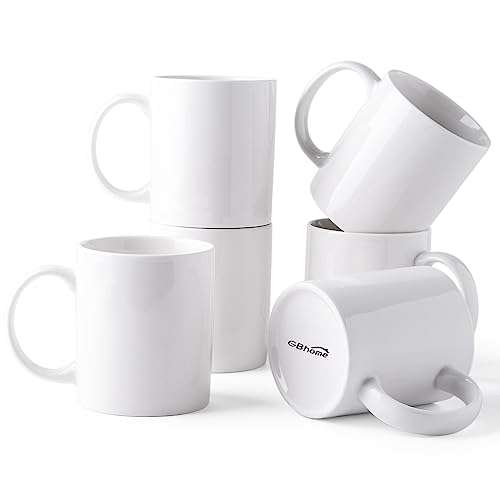 GBhome White Coffee Mugs Set of 6, 12 oz Ceramic Coffee Cups | Classic COffee Mugs for Home,Office&Restaurant,Tea/Espresso/Cappuccino. Dishwasher&Microwave Safe - color: Off White 1, size: 12 oz (6 Piece Set)