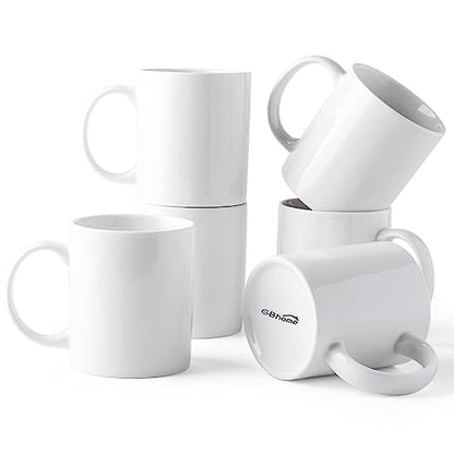 GBhome White Coffee Mugs Set of 6, 12 oz Ceramic Coffee Cups | Classic COffee Mugs for Home,Office&Restaurant,Tea/Espresso/Cappuccino. Dishwasher&Microwave Safe - color: Off White 1, size: 12 oz (6 Piece Set)