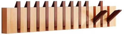 Wall Mounted Coat RackHooks Piano Key Hangers Natural Solid Wood Hanger Non-Woven Fabric Clothes Hangers for Closet, Kitchen, Bedroom, Bathroom, Entryway (Walnut-Beech, 12 Hooks) - color: walnut-beech, size: 12 Hooks