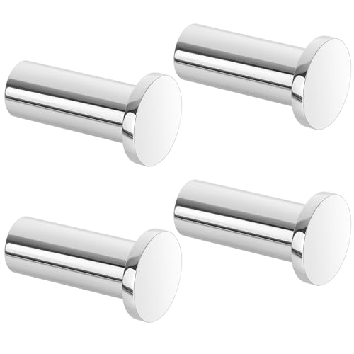 SAYAYO Chrome Coat Hooks Wall Mount, Modern Towel Hooks for Bathrooms 4 PCS | SUS304 Stainless Steel Hooks for Hanging, Heavy Duty Robe Hooks - color: Chrome, size: 4P - Round