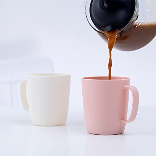 Coffee Mugs Set of 5,10 Ounce,3 Basic Colors | Unbreakable Plastic Coffee Cups Set with Handle, Reusable Plastic Mug Dishwasher Safe