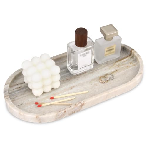 Oval Marble Bathroom Vanity Tray, Viva Jade, 12" x 6" x 0.8" | Natural Luxury Marble, Home Kitchen Bathroom Table Tray, Stone Decorative Countertop Tray, For Coffee Perfume Jewelry - color: Viva Jade, size: 5.9" x 0.7" x 11.8"