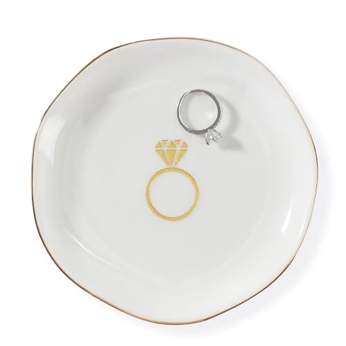 Ring Dish Printed Ring，Engagement Engaged Wedding Bridal Gifts for Newly Engaged Friend,Daughter, Sister,Newlyweds,BFF - style: Ring