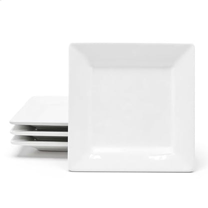 Dinner Plates, 9.8 Inch Square Dessert Plates, Ceramic Serving Plate for Salad, Pasta, Steak,Snacks, Set of 4 - size: Square