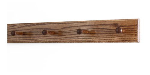 Solid Oak Shaker Peg Rack Made in The USA - Chestnut Stain 23 x 3.5 Inches with 4 Pegs - color: Chestnut, size: 23" x 3.5" with 4 pegs