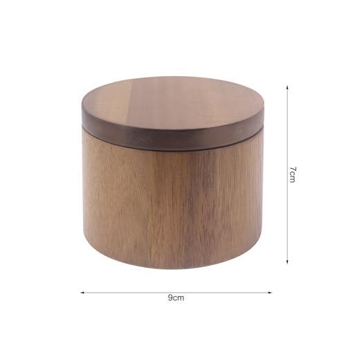 Acacia Salt Cellar with Dual Compartments, Wooden Salt Box, Kitchen Spice Keeper, with Magnetic Swivel Lids, for Salt and Pepper or Spices