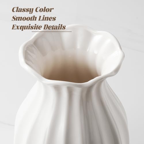 White Ceramic Vase, 7.8 Inch Flower Vase Home Decor Modern Decorative Vases | Unique Minimalism Vases for Pampas Grass Farmhouse Bedroom Living Room Cabinet Table Centerpieces Wedding Decorations