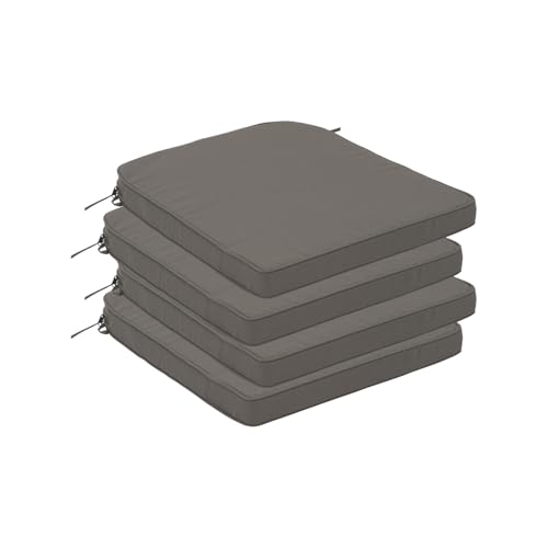 Goodgoods 19.5x20 Outdoor Chair Cushions Set of 4, 35D Foam, Dark Gray | 35D High-Resilience Foam, Fade-Resistant and Water-Resistant Seat Pads with Ties for Dining Room, Kitchen, or Patio Chairs - color: Dark Gray, size: 19.5"x20" 4pcs
