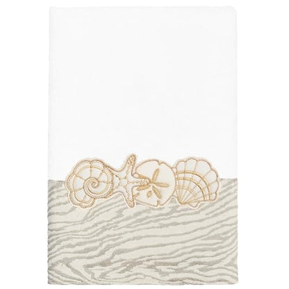 Seaside 4-Piece Luxury Towel Set, Sparkling Seashell Applique, Plush Turkish Cotton, Durable & Quick Dry, Nautical Bath Ensemble, 2 Bath 2 Hand Towels, White - color: White, size: 2 Pcs Bath 2 Pcs Hand Towel