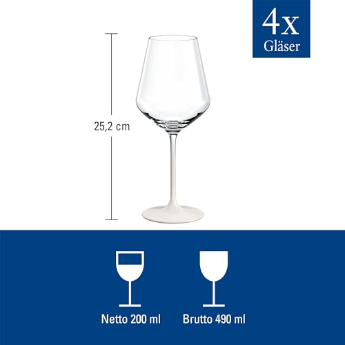 Villeroy & Boch - Manufacture Rock Blanc Red Wine Goblet Set, 4 pcs. Set of Drinking Glasses for Red Wine, 15.5 oz, Crystal Glass, Matte White Slate Look | Matte-white crystal glass wine goblets, hand wash only, bring a tactile slate look to red wine at d