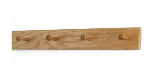 Solid Oak Shaker Peg Rack Made in The USA - Natural Stain 23 x 3.5 Inches with 4 Pegs - color: Natural, size: 23" x 3.5" with 4 pegs