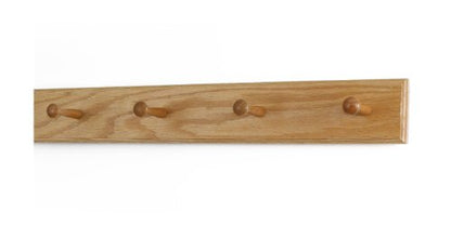 Solid Oak Shaker Peg Rack Made in The USA - Natural Stain 23 x 3.5 Inches with 4 Pegs - color: Natural, size: 23" x 3.5" with 4 pegs