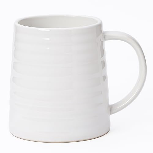 Mkour 23oz Extra Large Ceramic Coffee Mugs, Handmade Cup, Big Tea Cups with Large Handle for Office and Home, Microwave and Dishwasher Safe (White) - color: White