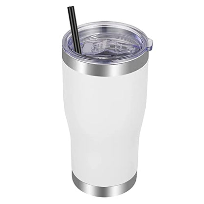 VEGOND 20oz Tumbler Stainless Steel Tumbler Cup with Lid And Straw Vacuum Insulated Double Wall Travel Coffee Mug(White 1 Pack) - color: White, size: 20 Ounces