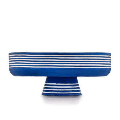 Decorative Bowl Mango Wood Pedestal Centerpiece Bowl – Handcrafted Rustic Accent for Dining & Living Areas (12" X 12" X 4.5")