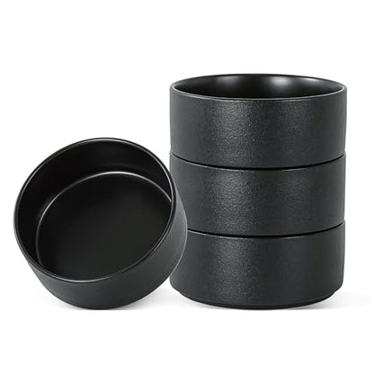 26 OZ Ceramic Cereal Bowls Set, 6 Inch, Set of 4, Modern Black | Dishwasher & Microwave Safe, Handcrafted, For Breakfast, Soups, Oatmeal, Ramen, Pho, Udon, Soba - color: Black, size: Cereal Bowls Set (4PCS)