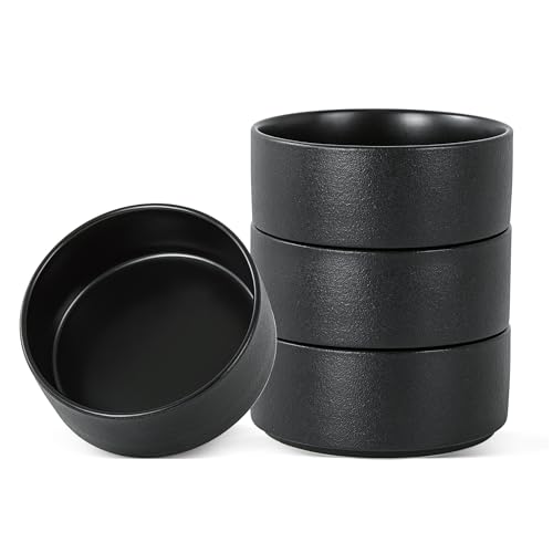 26 OZ Ceramic Cereal Bowls Set, 6 Inch, Set of 4, Modern Black | Dishwasher & Microwave Safe, Handcrafted, For Breakfast, Soups, Oatmeal, Ramen, Pho, Udon, Soba - color: Black, size: Cereal Bowls Set (4PCS)