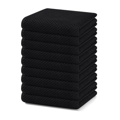 Homaxy 100% Cotton Waffle Weave Kitchen Dish Towels 9-Pack, Black | 13 x 28 Inches, Ultra Soft Absorbent Dish Towels, Quick Drying Cleaning Towels - color: Black, size: 13 x 28 - 9 Pack