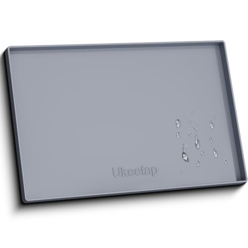 19" x 31" Extra Thick Silicone Mat Waterproof with Raised Edge, Gray | Under Sink Mat for Kitchen & Bathroom, Kitchen Cabinet Liner, Multi-Purpose for Storage & Protection - color: Gray, size: 19"L x 31"W