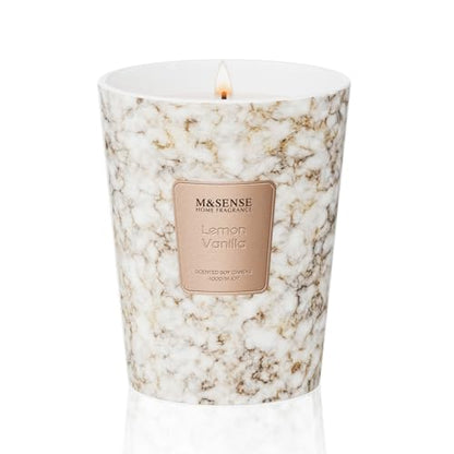 M&SENSE Lemon Vanilla Scented Soy Candle, 3 Wick Highly Scented 14.1 Oz 75H, Aromatherapy Christmas Gift for Women and Men - color: Sugared Lemon Zest, size: Medium
