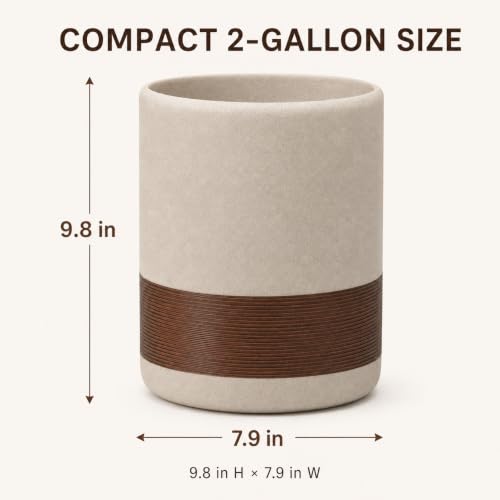 YMXYJM Resin Trash Can, Modern Round Wastebasket, 2 Gallon,Brown | Modern resin trash can with 2-gallon capacity, sturdy base, and open-top design for bathroom, kitchen, office, and home - color: Brown