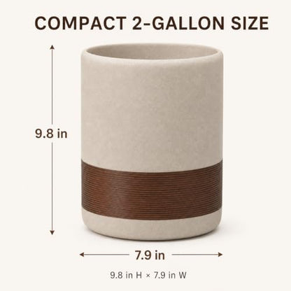 YMXYJM Resin Trash Can, Modern Round Wastebasket, 2 Gallon,Brown | Modern resin trash can with 2-gallon capacity, sturdy base, and open-top design for bathroom, kitchen, office, and home - color: Brown